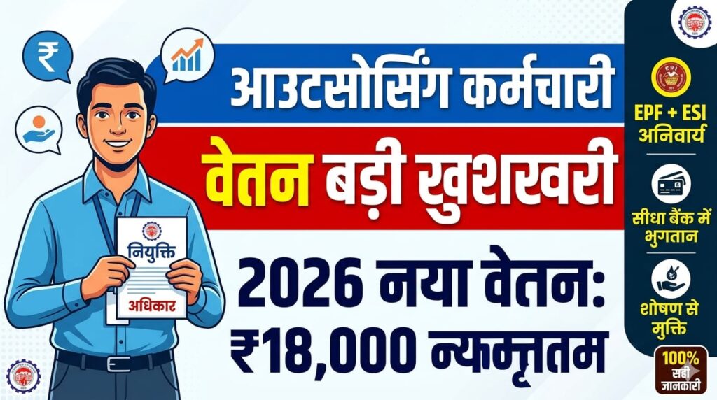 Outsourcing Karmchari Salary 2025 : ₹18,000 न्यूनतम वेतन लागू, जानें पूरी डिटेल